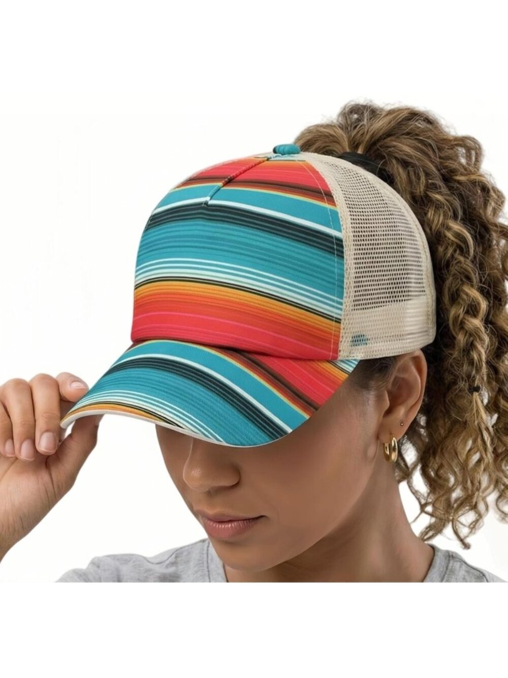 〽️Women Wonderfull  High Ponytail Baseball Cap Trucker Bad Hair Day Adjustable